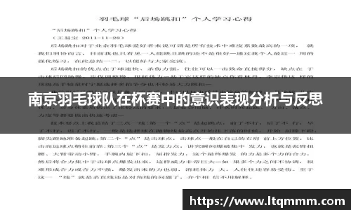 南京羽毛球队在杯赛中的意识表现分析与反思